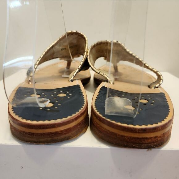 Jack Rogers "Navajo" Navy/Pewter Leather Whipstich Thong Sandals Sz.10 $138 - Picture 8 of 10